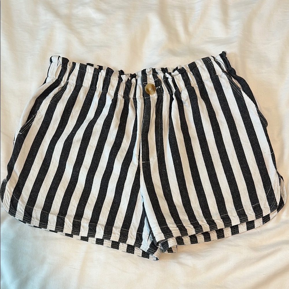 Thread & Supply black and white striped shorts